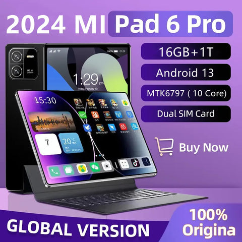 2024 NEW Original Pad 6 PRO Tablet  Android 13 16GB 1T 11 Inch 10000mAh 5G Dual SIM Phone Call GPS Bluetooth WiFi WPS Tablet