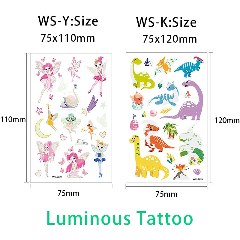 Luminous Tattoo 4 10pcs/Set Temporary Tattoos Mermaid Licorne Children Stickers for Kids Pokemon Tattoo Tattoo for Kids Unicorn