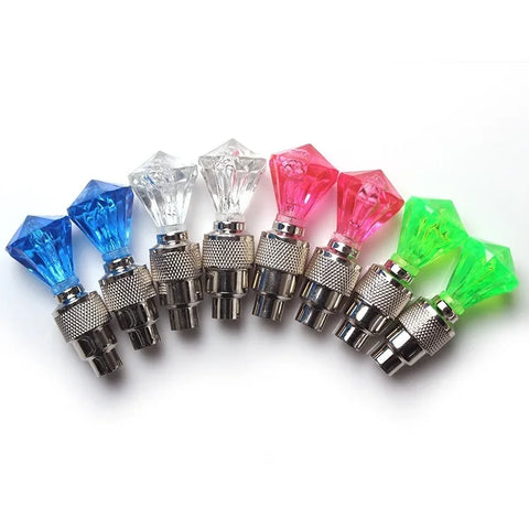 Cycling LED Light Batteries Tyre Tire Valve Caps Lantern Lamp