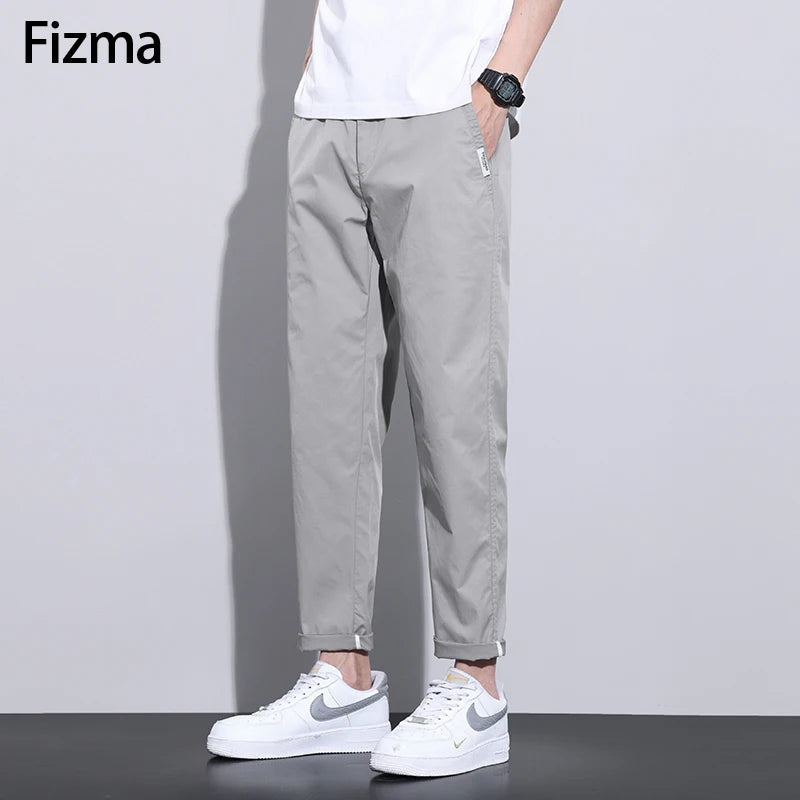 Fizma Brand Men's Clothing Elastic Waist Straight Casual Pants