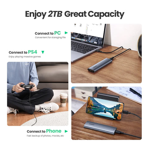 【RU Special Sale】UGREEN M2 SSD Case M.2 NVMe 5Gbps USB C 3.2 Gen2  SSD Enclosure Tool-Free External  SSD Adapter M and B&M Keys