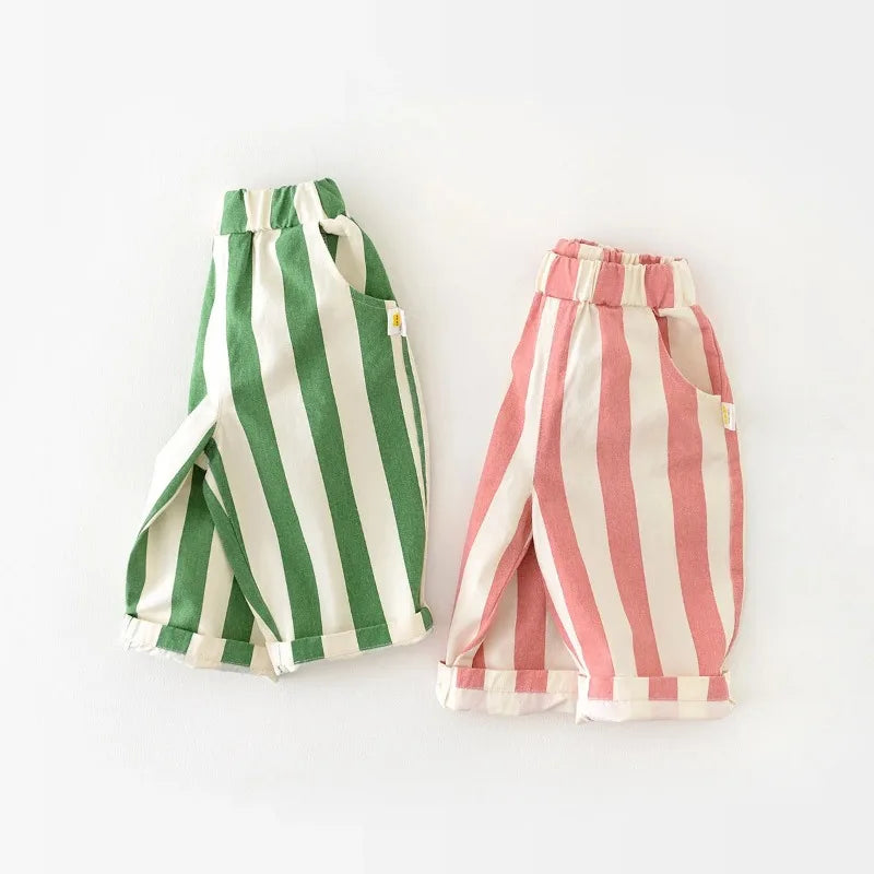 Spring New High Waist Cool Kids Baby Stripe Pants