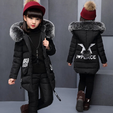 Girl Clothing Sets For Russia Winter Hooded Vest