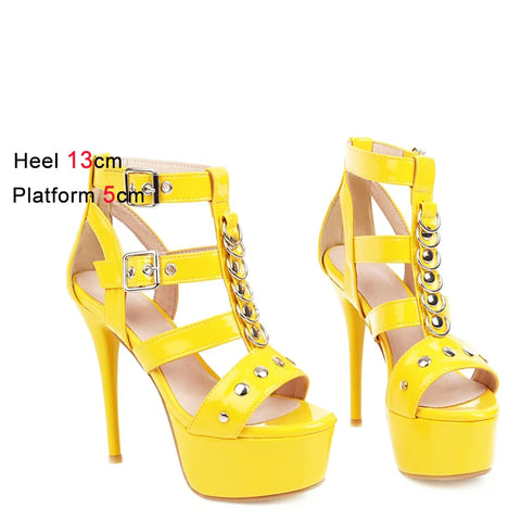 Gladiator Shoes Women Steel Tube Dancing Striptease Walking Show Sandals Model high-heeled 13cm Rom Sandals Platform Club Shoes