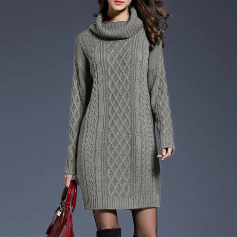 Women Casual Knitted Long Sleeve Winter Dresses