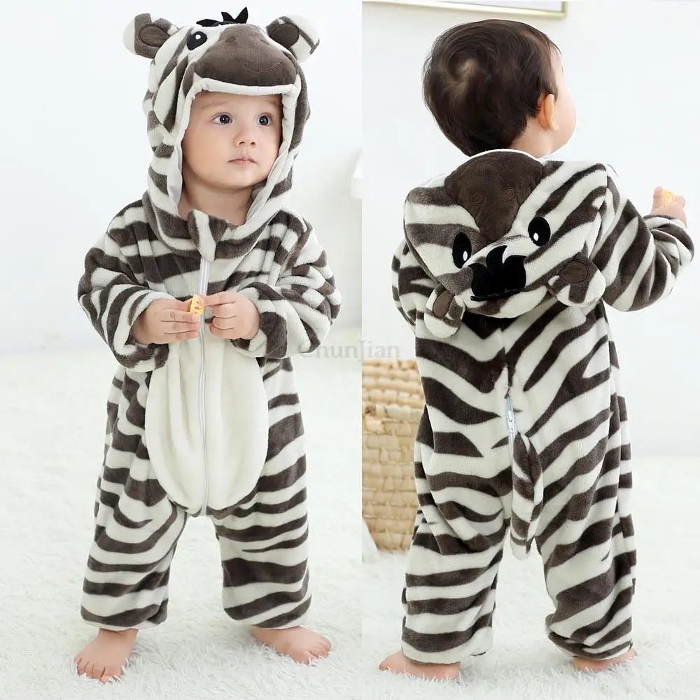 Newborn Baby Boy Clothing Animal Cartoon Hooded Jumpsuits Winter Baby Pajamas Onesies Kids Sleepwear Newborn Baby Pyjamas