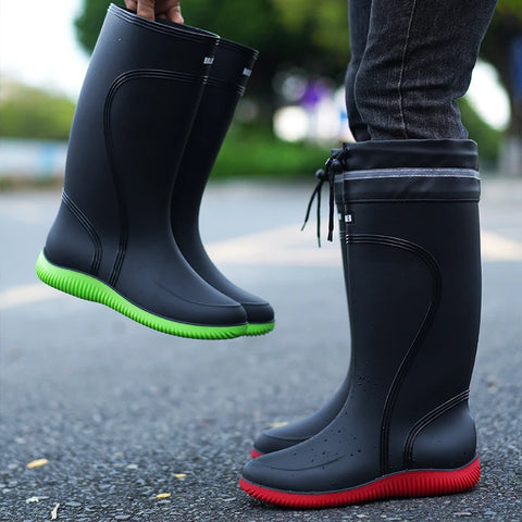 Waterproof Short and Mid.Calf Length Non-Slip Drawstring Rubber Boots