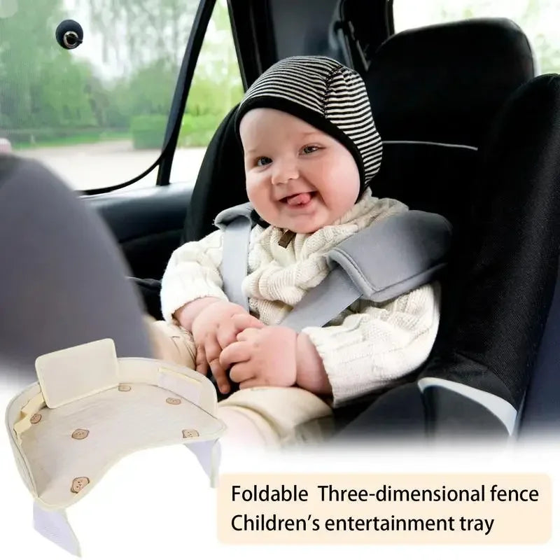 Car Seat Tray For Kids Foldable Multiple Pockets Waterproof Car