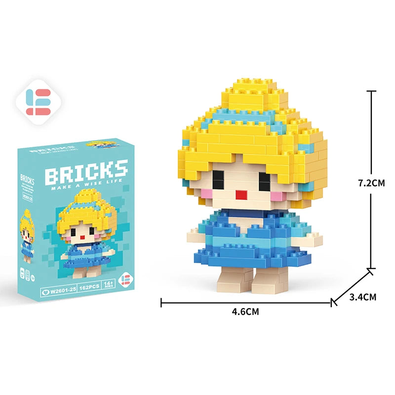 Disney Anime Princess Building Blocks Stitch Mickey Mouse mini Action toy Figures Blocks Toys Bricks Assemble Toys Kids Gifts