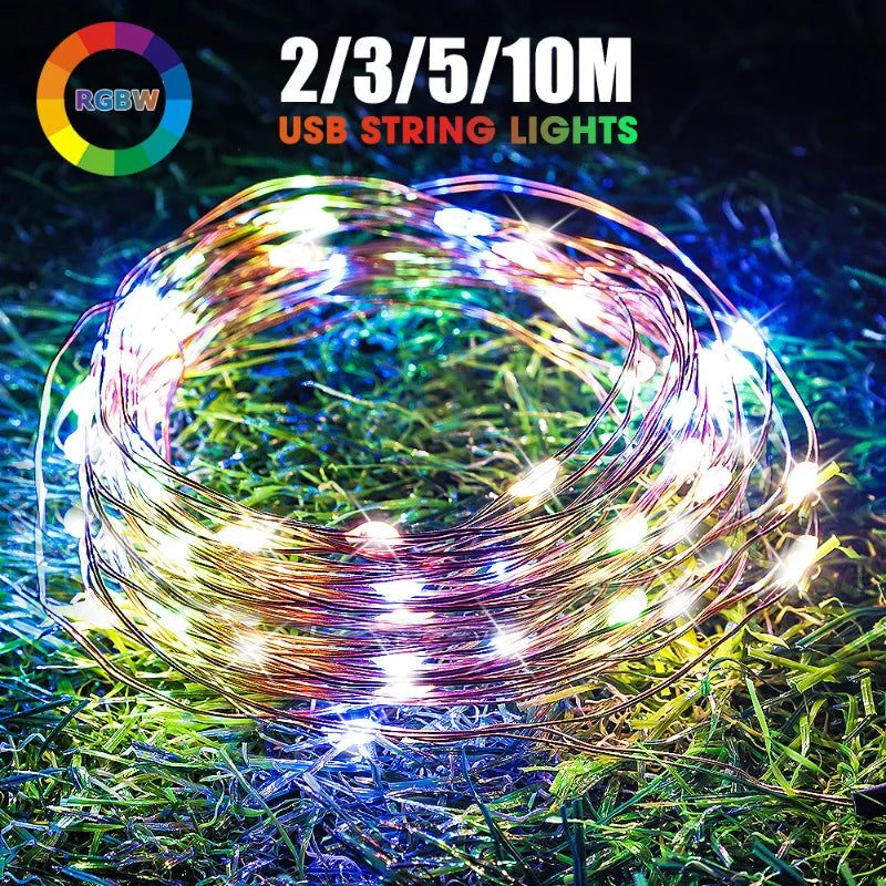 Waterproof USB Battery LED Lights String Copper Wire