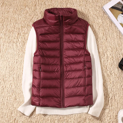 Women Slim Ultra Light Down Jacket Girl Portable Lightweight Vests