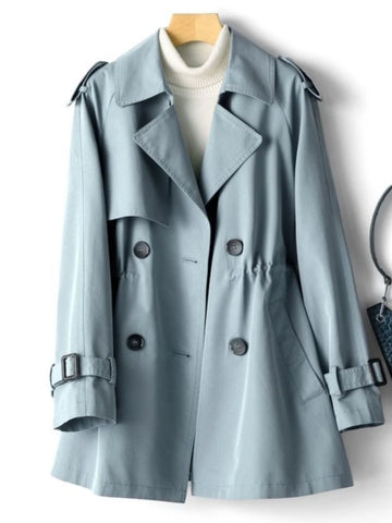 Korean Double Breasted Mid-Long Woman Trench Coat