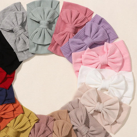 Fashion Soft Knit Headbands Bow Elastic Newborn Hairbands Baby Girl Children Turban Infant Kids Hair Accessories Gift Wholesale