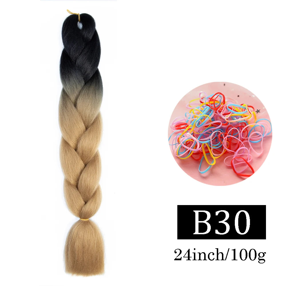 24 Inch Jumbo Braids Extensions Synthetic Braiding Hair Afro Ombre Color kanekalon Hair for Children Braid