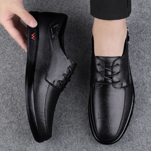 Man Shoes lace up Brogue genuine Leather Shoes Classic Comfortable Oxford Shoes Casual 2023 Men British Style Formal Shoes men