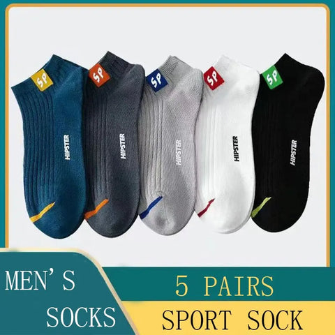 5 Pairs Mens Letters SP Short Socks Spring And Summer