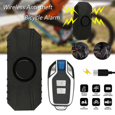 Wireless vibration alarm Waterproof motorcycle electric bicycle alarm Remote control anti-loss safety sensor USB charging