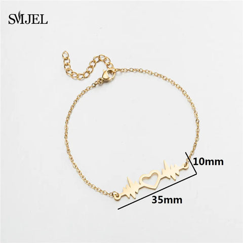 Minimalist Golden Love Heart Charm Bracelets Stainless Steel Tiny Heart Bracelets & Bangles Design Jewelry Birthday Gifts