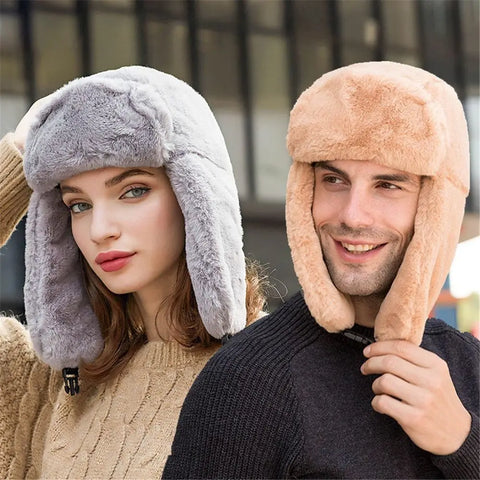 Thick Plush Bomber Hat for Men Women