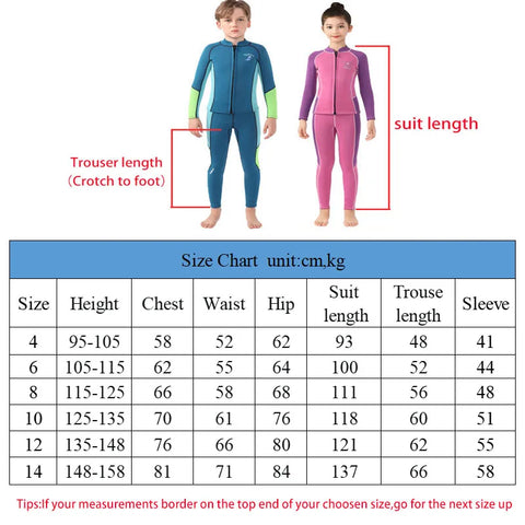 Kids Neoprene Split Wetsuit 2.5mm Thermal Keep Warm Diving Suit Snorkeling Surfing Swimming Suit Boy Girl Diving Clothes