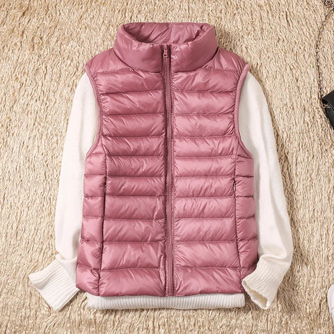 Women Slim Ultra Light Down Jacket Girl Portable Lightweight Vests