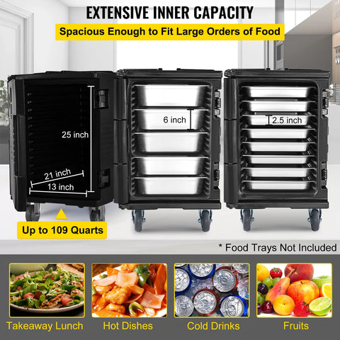 Insulated Food Pan Carrier Food Delivery Container Wheeled Front Load Catering Box