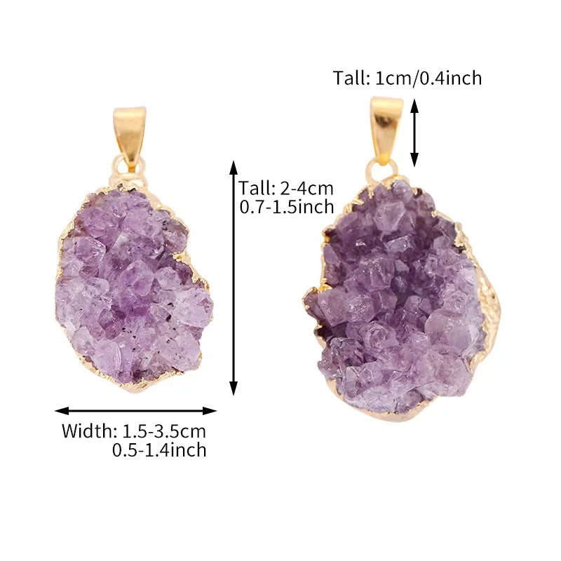 Natural Amethyst Cluster Irregular Pendant