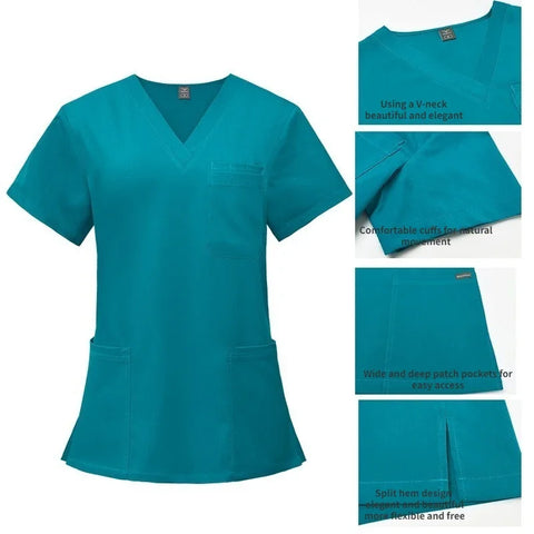 Hospital Doctor Nursing Uniform Women Wholesale Casual Short Sleeved V-neck Jogger Suits Nurse Pharmacy Working Medical Uniform