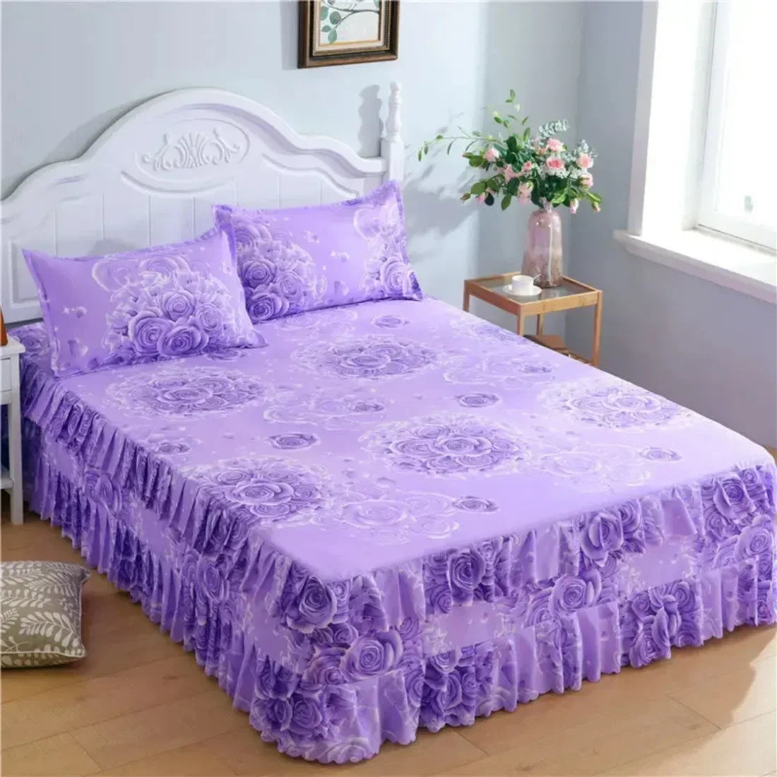 Bed Skirt Cotton Bedspread Set