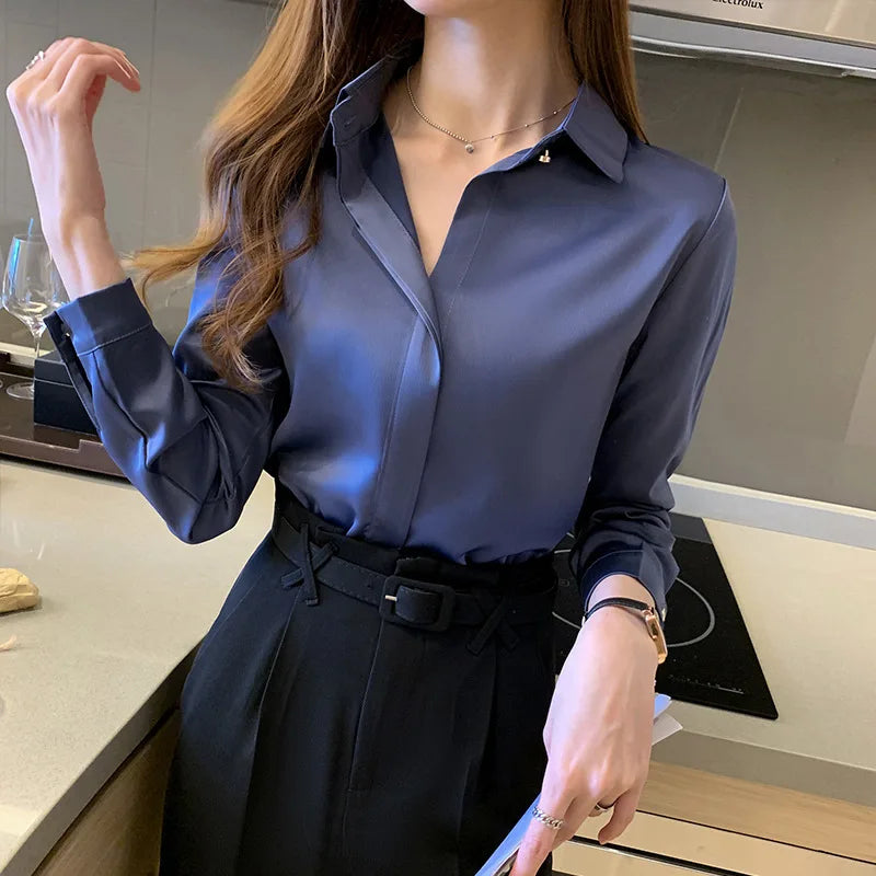 Satin Women's Shirt Long Sleeve