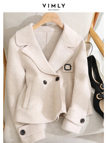 Double Faced Woolen Jacket Women Fashion Warm Female Outerwear