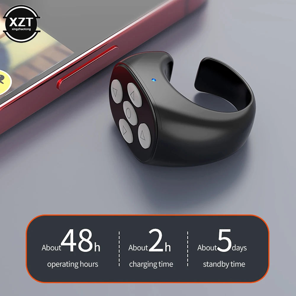 Wireless Bluetooth Ring Remote Control Portable Fingertip Selfie Video Controller Automatic Page Turner Browsing For Phone