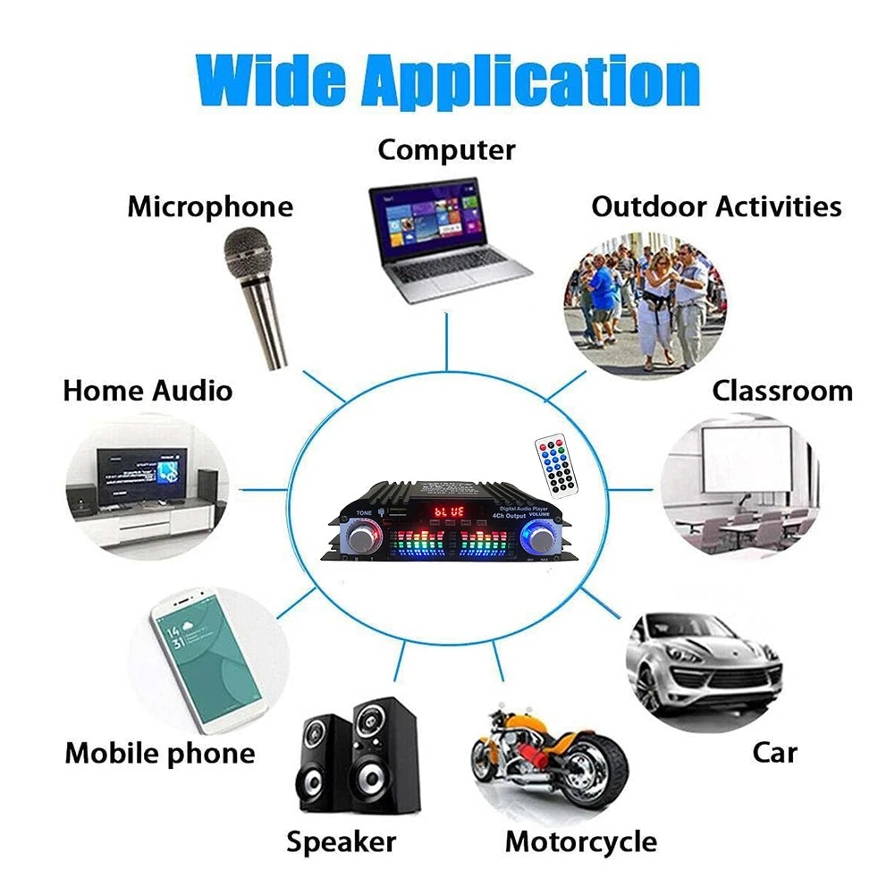 HiFi Sound Amplifier Digital 4 Channel Audio Amplifier