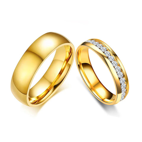 Gold Silver Color Wedding Bands Ring for Women Men Jewelry Stainless Steel Engagement Ring Couple Anniversary Gift Amazing Price