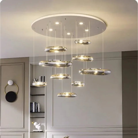 Modern Luxury Chrome Ceiling Chandelier Living Room Villa Lustre Cobblestone Led Pendant Lights Home Decor Hanging Lamp Fixtures