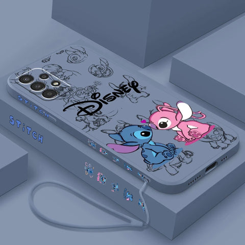 Lilo & Stitch Disney For Samsung A72 A54 A53 A52 A42 A34 A32 A25 A24 A23 A22 A15 A14 A13 A12 Liquid Left Rope Phone Case