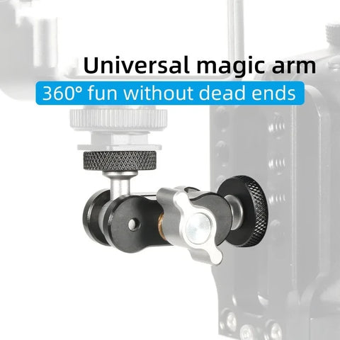 Double Ball head Magic Arm 1/4 inch Screw CNC for SLR Camera Tripod Cage Rig LED Video Light Microphone Field Monitor Load 1.5kg