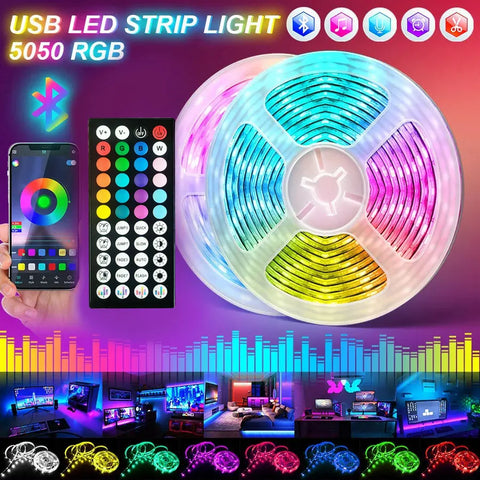 Led Strip Lights For Rooms Rgb 5050 Usb 5V Adhesive Tape Wifi Bluetooth Smart Tv Lights Ice String Ribbon Gaming Room Decoration