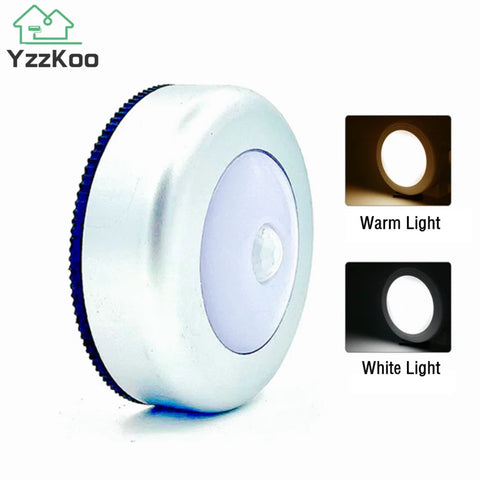 Wireless Round Motion Sensor LED Night Light Battery Powered Cabinet