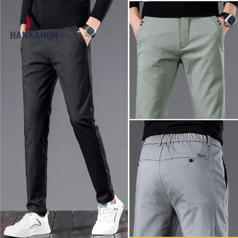 Men's Korean Style Loose Elastic British Business Casual Pants