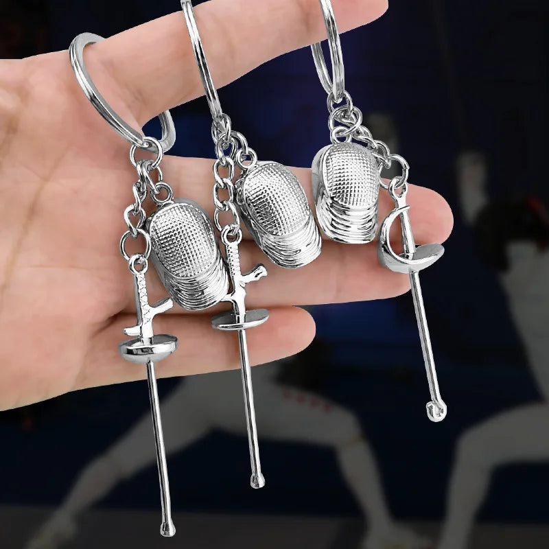 Fencing Sports Keychain Retro Fencing Art Keychain Pendant Keychain Men's and Women's Club Gifts