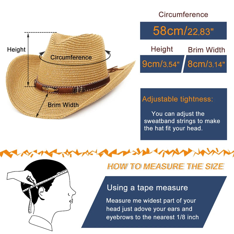 GEMVIE Western Cowboy Sun Hat