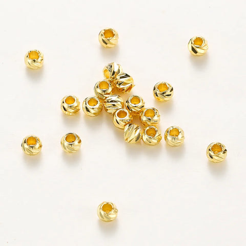 DIY Jewelry Accessories 14K/18K Gold Plated Striped Cut Flower Beads 2.5/3/4/5/6mm Spacer Beads Bulk Hand Beading Material