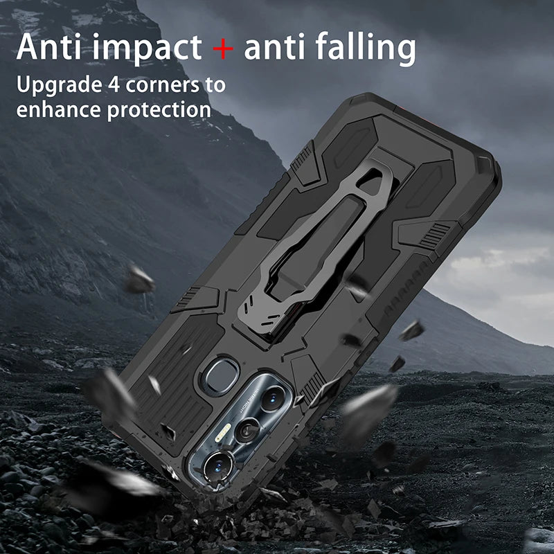 Armor Shockproof Case For Infinix Hot 11S 10S 9 10 11 12 Play Note 11 Pro 10 Lite Belt Clip Concealed Bracket Back Cover Cases