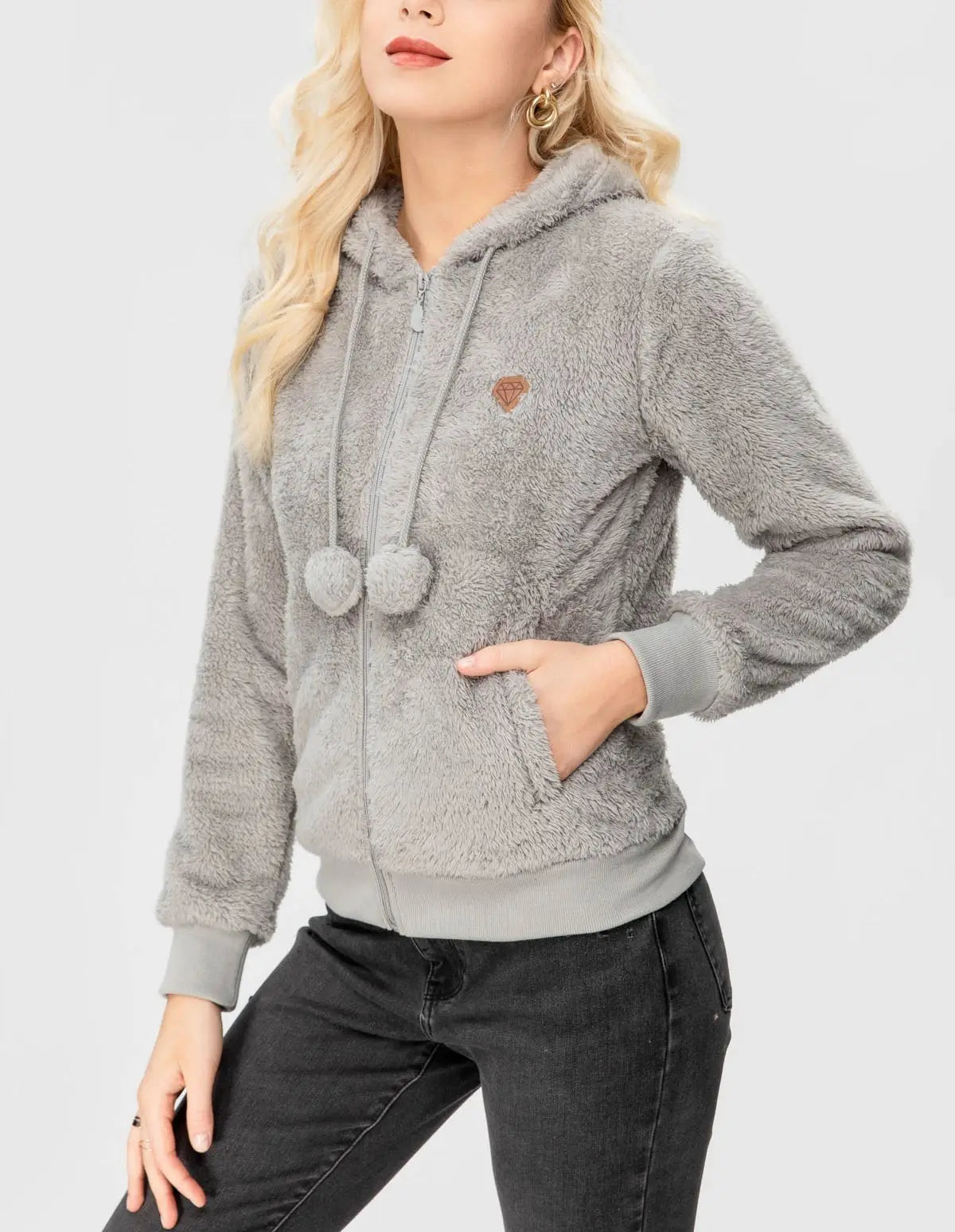 Women's Full Zip Polar Hooded Jacket Lightweight Long Sleeve Sweatshirt