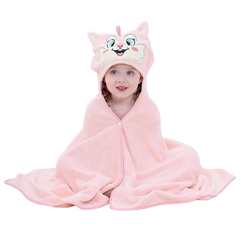 MICHLEY Cute Hooded Baby Bath Towels Super Soft Bathrobe Shower Warm Sleeping Swaddle Blanket For Boys Girls Kids Toddler 0-9T