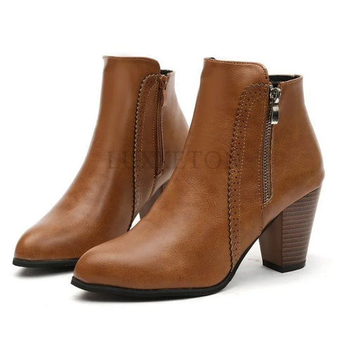 Women Side Zippers Pointed Toe Low Cut Fashion Boots