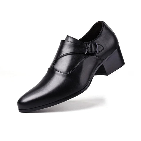 Leather Men Dress Shoes High Heel British Mens Elevator Business Shoes Wedding Party Male Oxford Footwear Increasing 6/8cm