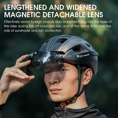 Road Mountain Bike Helmet Bicycle Helmet Rechargeable Goggles Lens
