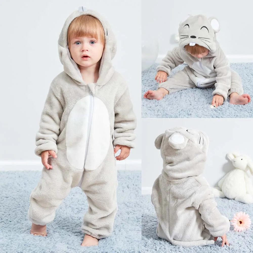 Newborn Baby Boy Clothing Animal Cartoon Hooded Jumpsuits Winter Baby Pajamas Onesies Kids Sleepwear Newborn Baby Pyjamas